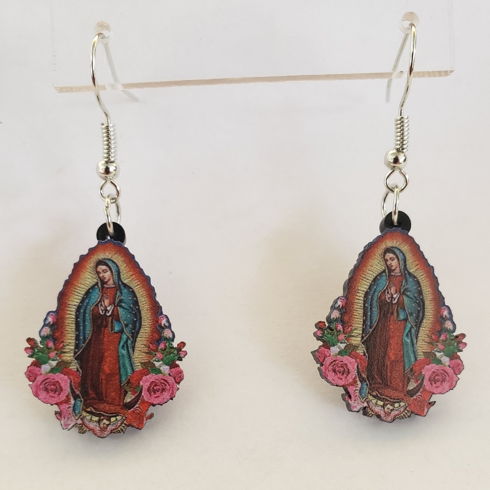 Virgen de Guadalupe Earrings Roses Catholic Virgin
